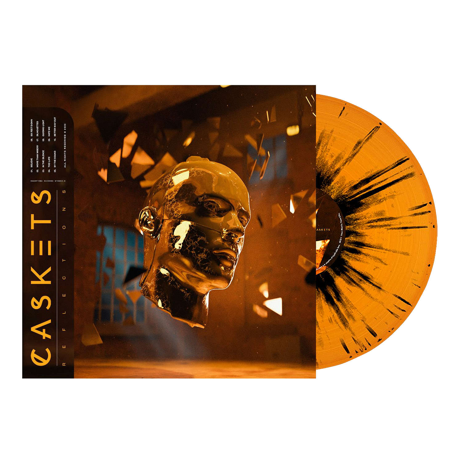 Caskets - 'Reflections' Orange w/ Heavy Black Splatter Vinyl