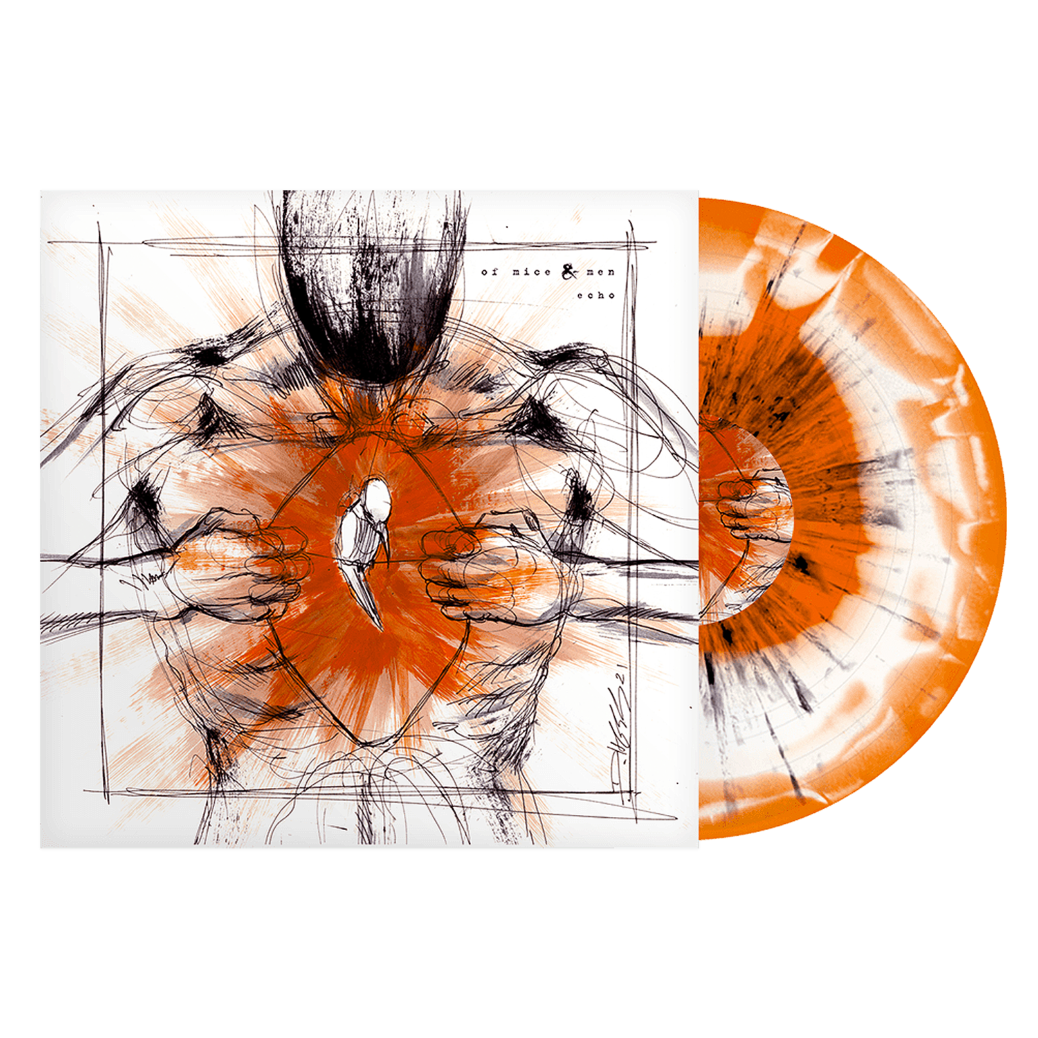 Of Mice & Men - 'Echo' Orange & White w/ Black Heavy Splatter Vinyl LP