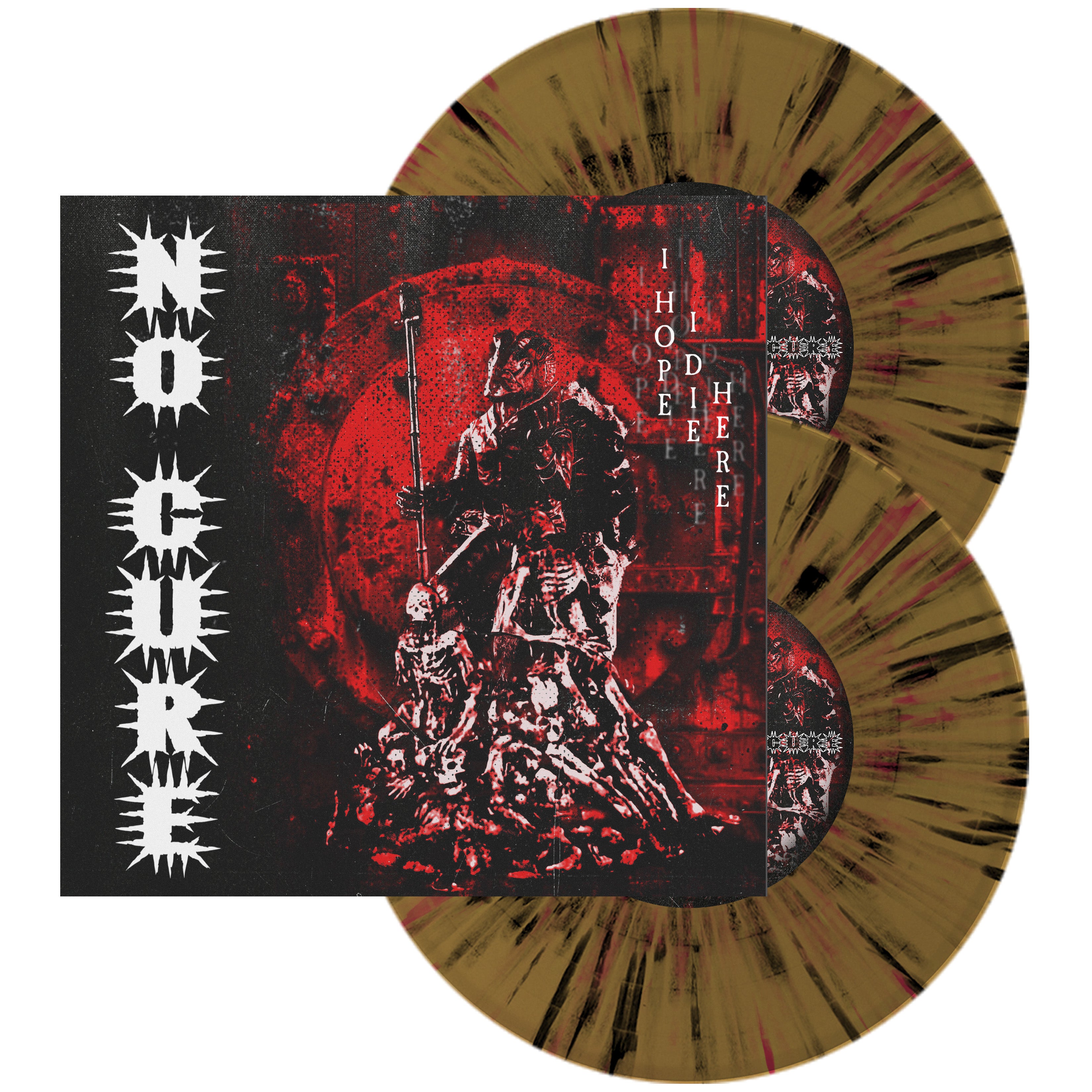 No Cure - I Hope I Die Here Gold with Red & White Splatter (Pre-Order)