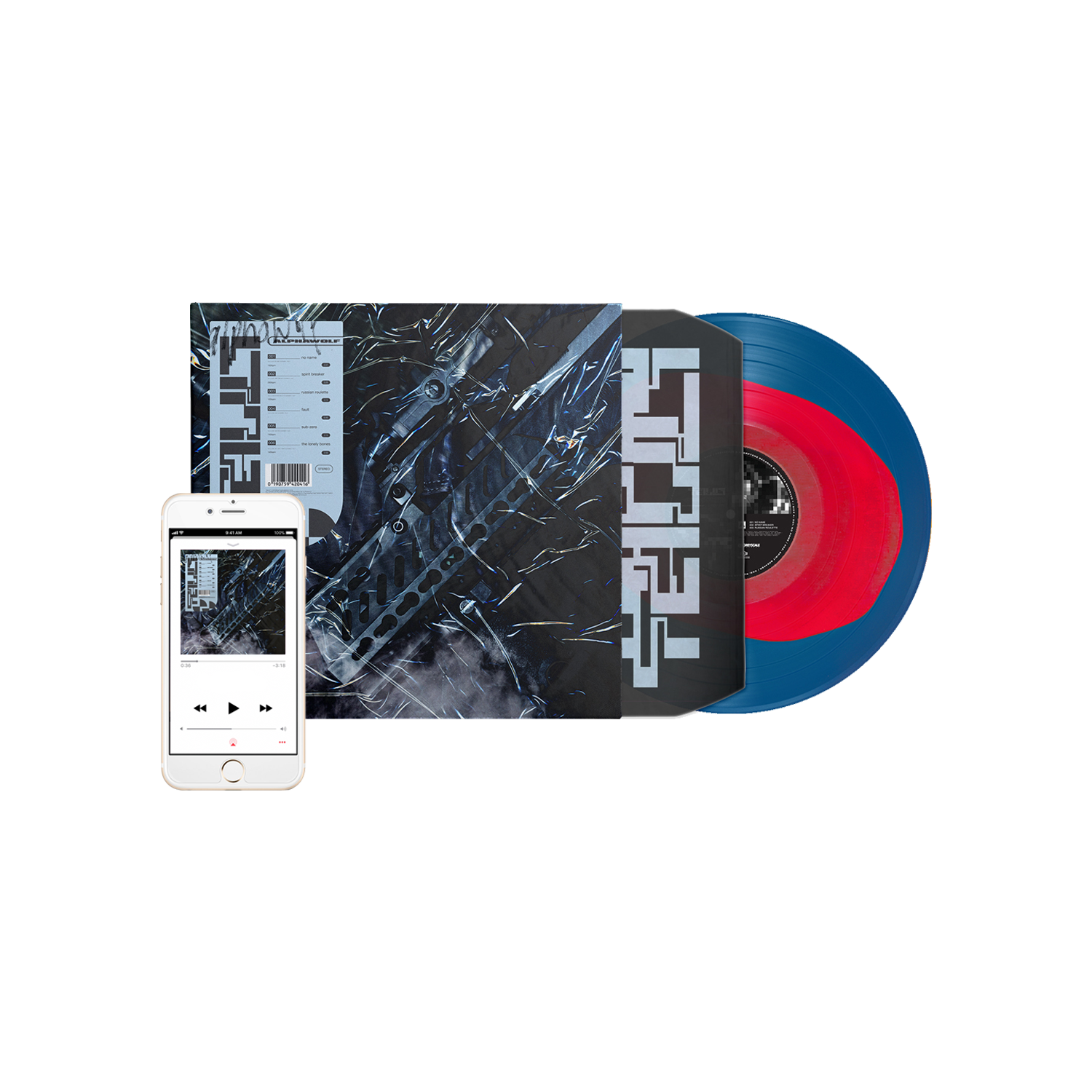 Alpha Wolf - 'Fault' Blue with Red Blob Vinyl